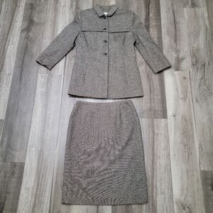 Larry Levine Wool Blend Blazer and Skirt Suit Set